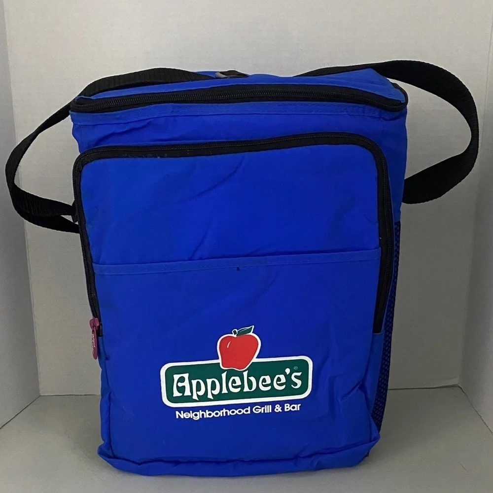 Vintage 90s Applebee’s Koozie Cooler Bag Blue Restaurant Promo Memorabilia